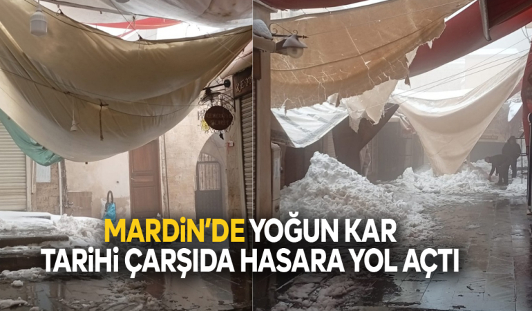 Mardin’de Yoğun Kar Tarihi Çarşıda Maddi Hasara Yol Açtı