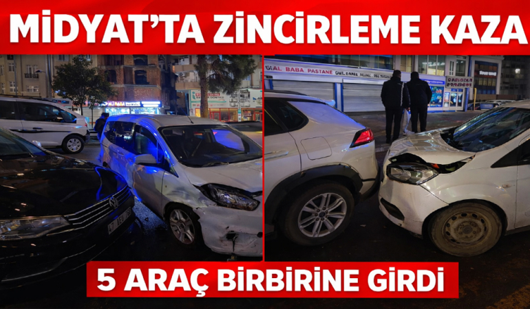 Midyat’ta Zincirleme Kaza 5 Araç Birbirine girdi