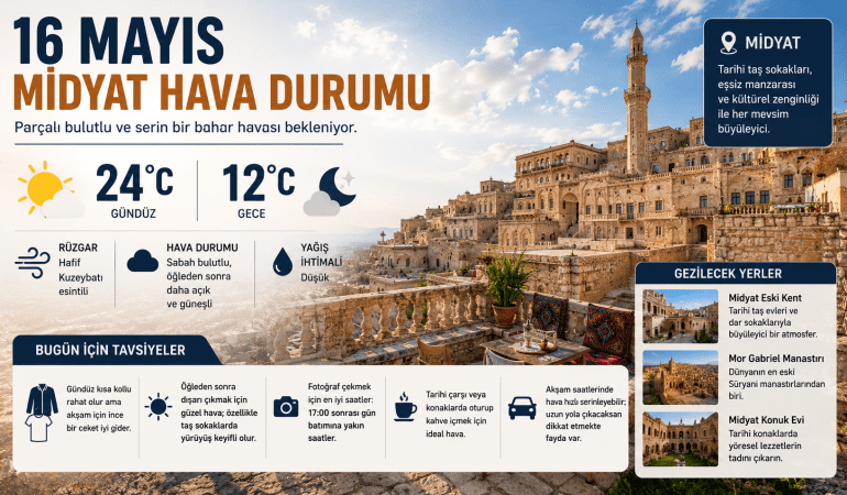 Midyat 16 Mayıs Hava Durumu