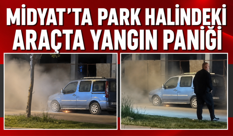 Midyat’ta Park Halindeki Araçta Yangın Paniği