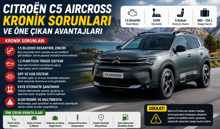 Citroën C5 Aircross Alınır mı? Kronik Sorunları ve Öne Çıkan Avantajları