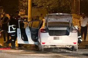 mardinde otomobil alev aldı