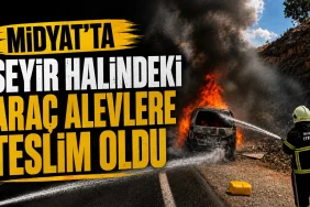 midyatta araç alev aldı (2)