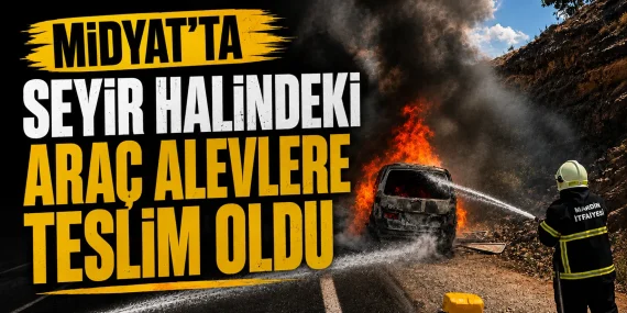 midyatta araç alev aldı (2)