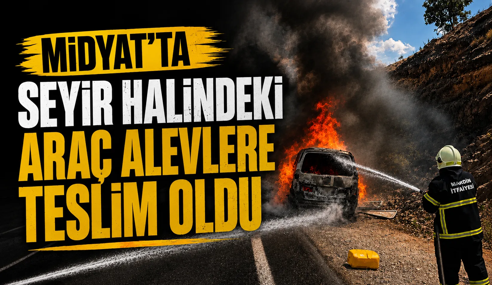 Midyat’ta Seyir Halindeki Araç Alevlere Teslim Oldu