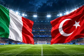 İtalyan ve Türk Bayraklarıyla Stadyum Gecesi