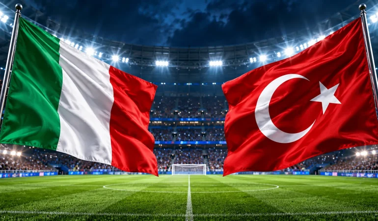 İtalyan ve Türk Bayraklarıyla Stadyum Gecesi